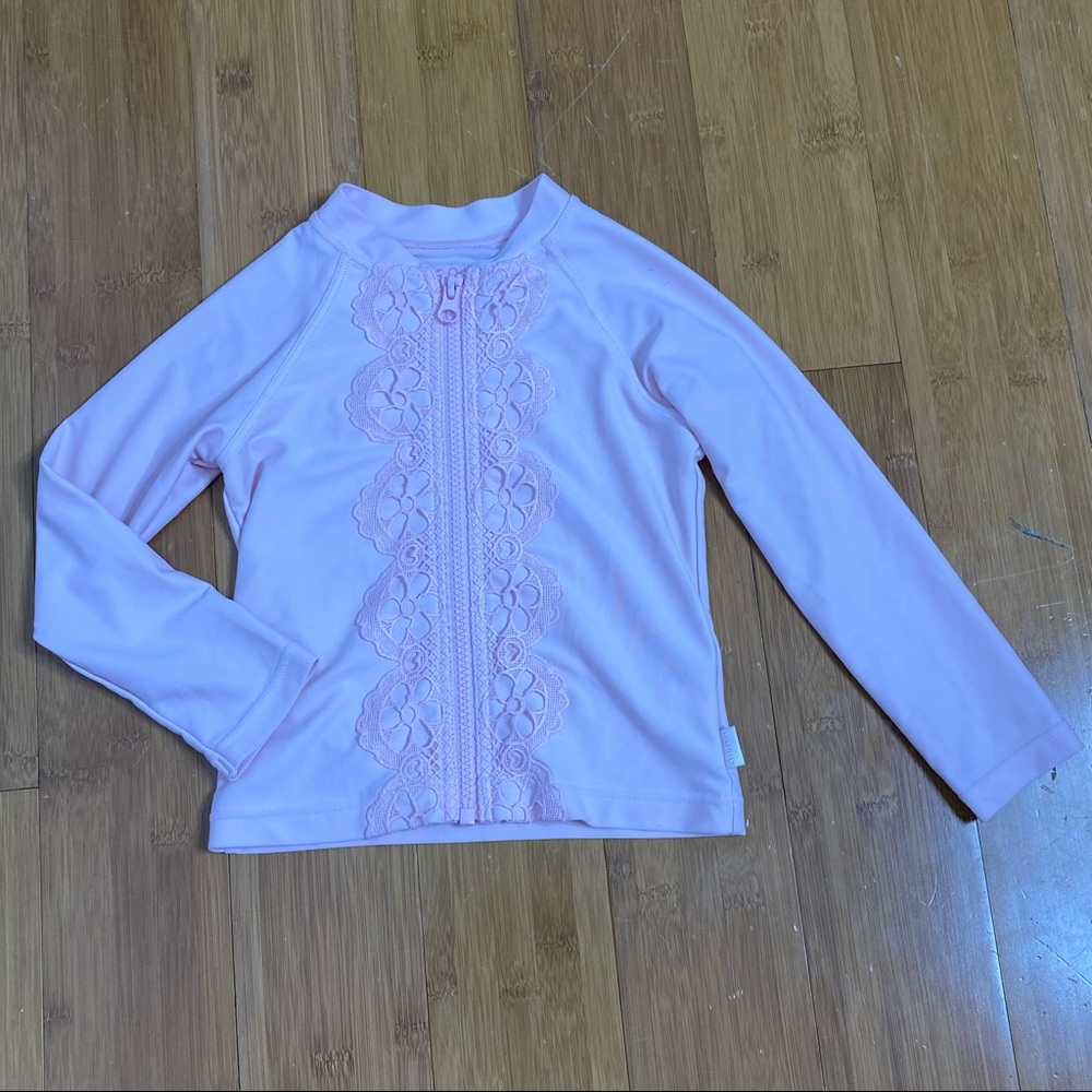 Seafolly full-zip lace detail rashguard pink 3